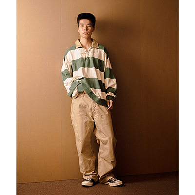 refomed [ BORDER RUGBY SHIRT ] OFF×GREEN