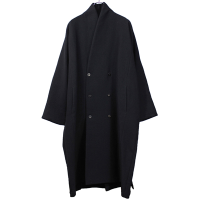 YANTOR [ Cotton Linen Wool Dolman Coat ] BLACK