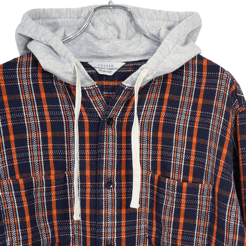 UNUSED　アンユーズド　hood check shirt. 　US1855