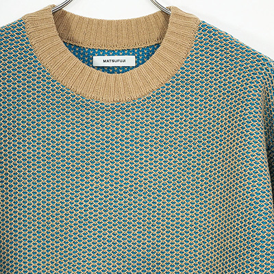 MATSUFUJI [ Raven Pattern Crew Neck Knit ] BGE×BLU