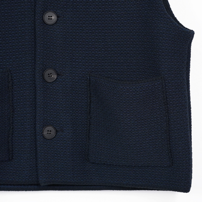 MATSUFUJI [ Raven Pattern Knit Vest ] BLK×NVY