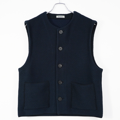 MATSUFUJI [ Raven Pattern Knit Vest ] BLK×NVY