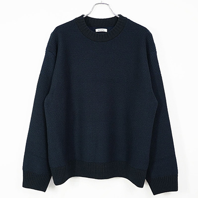 MATSUFUJI [ Raven Pattern Crew Neck Knit ] BLK×NVY