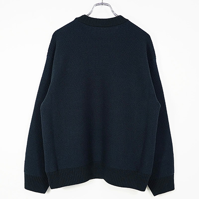 MATSUFUJI [ Raven Pattern Crew Neck Knit ] BLK×NVY