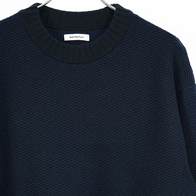 MATSUFUJI [ Raven Pattern Crew Neck Knit ] BLK×NVY