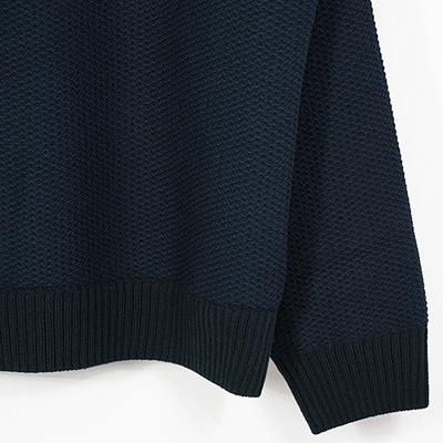 MATSUFUJI [ Raven Pattern Crew Neck Knit ] BLK×NVY