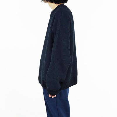 MATSUFUJI [ Raven Pattern Crew Neck Knit ] BLK×NVY