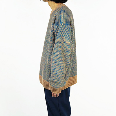 MATSUFUJI [ Raven Pattern Crew Neck Knit ] BGE×BLU