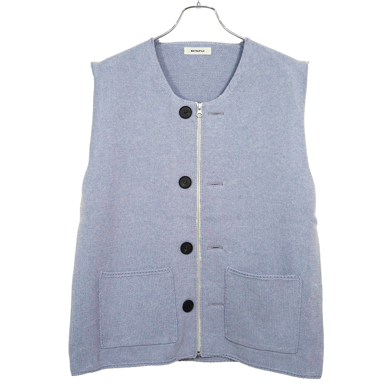 MATSUFUJI [ Modified Farmers Knit Vest ] BLUE | ロイド・エフ