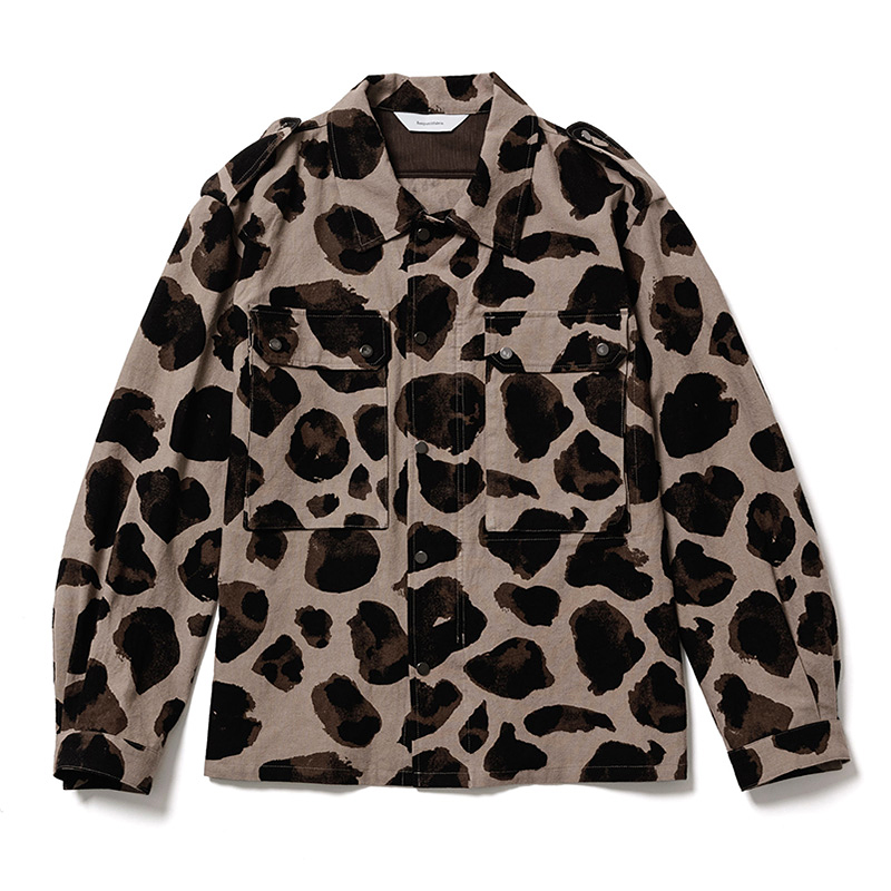 Sasquatchfabrix. [ ANIMAL PATTERN LINEN SHIRT JACKET ] BROWN