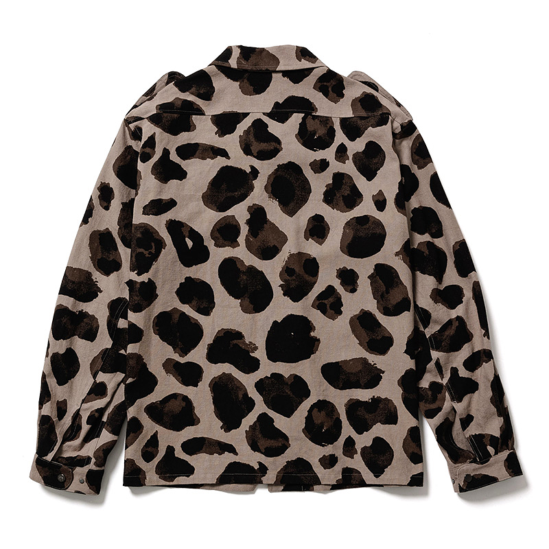 Sasquatchfabrix. [ ANIMAL PATTERN LINEN SHIRT JACKET ] BROWN