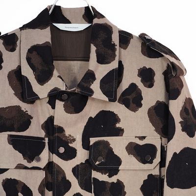 Sasquatchfabrix. [ ANIMAL PATTERN LINEN SHIRT JACKET ] BROWN