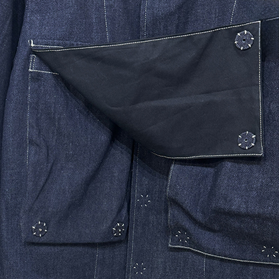 Sasquatchfabrix. [ UTILITY FULL FLAP DENIM JACKET ] INDIGO NAVY