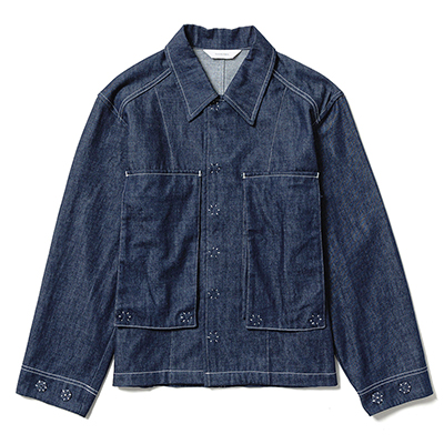 Sasquatchfabrix. [ UTILITY FULL FLAP DENIM JACKET ] INDIGO NAVY