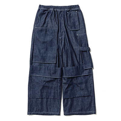 Sasquatchfabrix. [ UTILITY FULL FLAP DENIM PANTS ] INDIGO NAVY