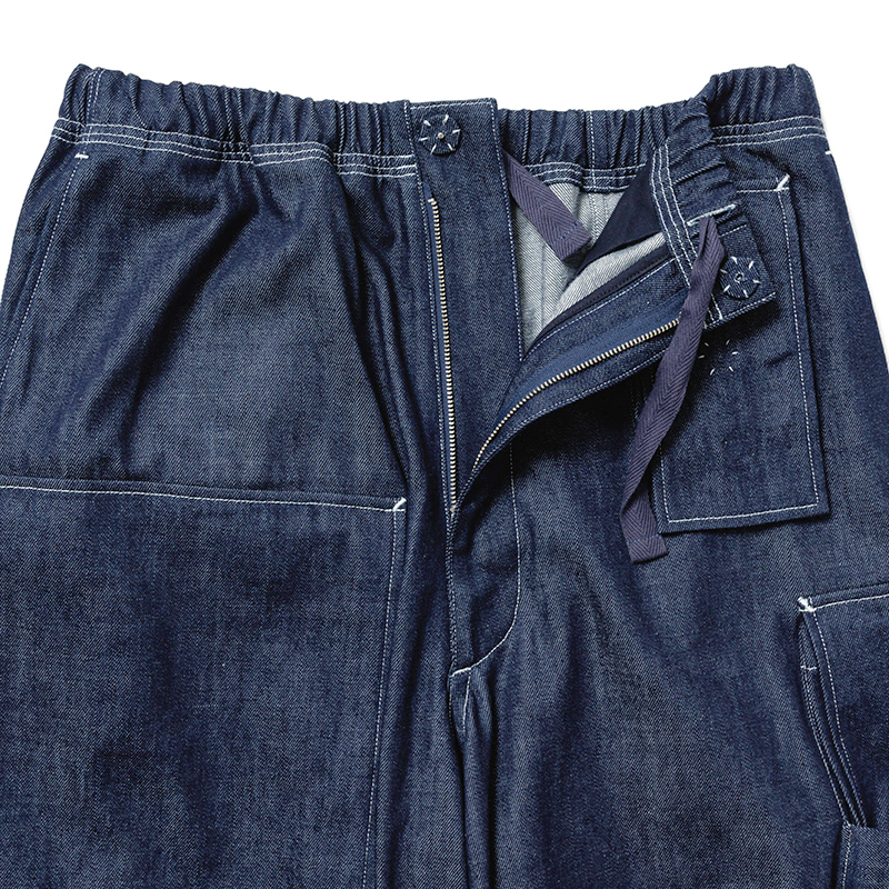 Sasquatchfabrix. [ UTILITY FULL FLAP DENIM PANTS ] INDIGO NAVY  