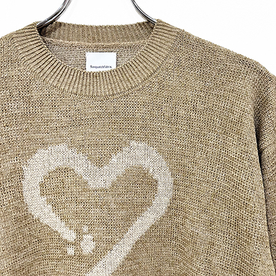 Sasquatchfabrix. [ CALLIGRAPHIC “LOVE & PEACE” KNIT ] BEIGE