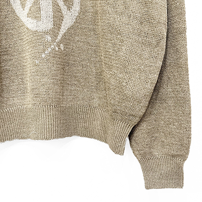 Sasquatchfabrix. [ CALLIGRAPHIC “LOVE & PEACE” KNIT ] BEIGE