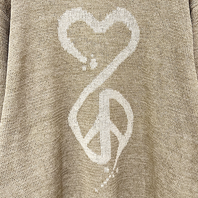 Sasquatchfabrix. [ CALLIGRAPHIC “LOVE & PEACE” KNIT ] BEIGE