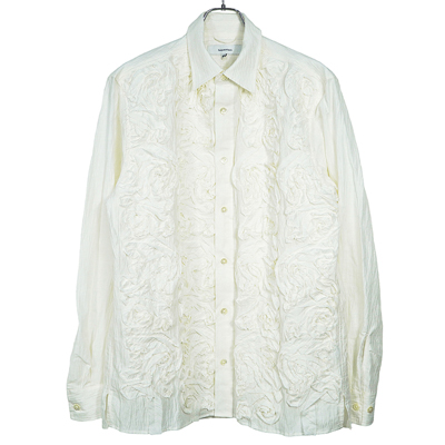 Sasquatchfabrix. [ TAPE EMBROIDERY L/S SHIRT ] WHITE