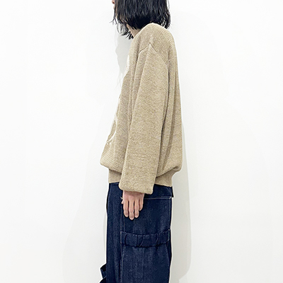 Sasquatchfabrix. [ CALLIGRAPHIC “LOVE & PEACE” KNIT ] BEIGE