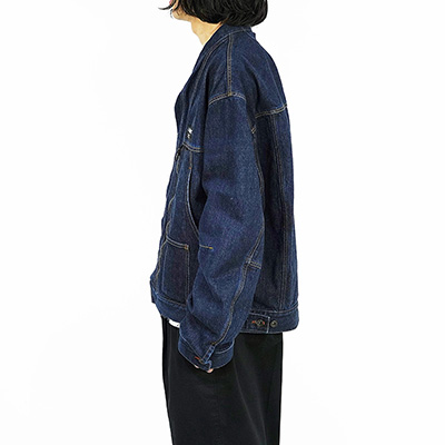 ESSAY [ FOLD COLLAR DENIM JACKET (J-1) ] INDIGO DENIM