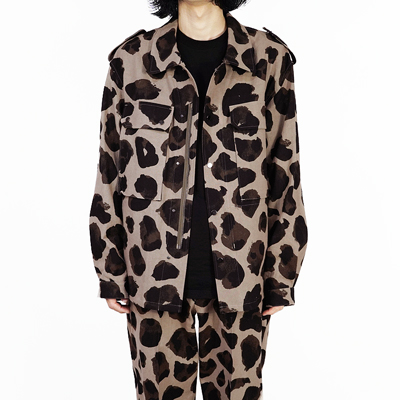 Sasquatchfabrix. [ ANIMAL PATTERN LINEN SHIRT JACKET ] BROWN