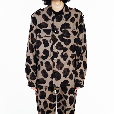 Sasquatchfabrix. [ ANIMAL PATTERN LINEN SHIRT JACKET ] BROWN