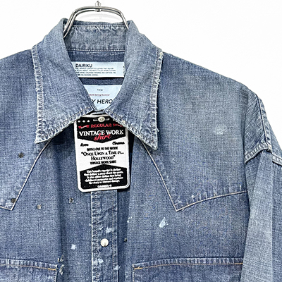 DAIRIKU [ Damage Denim Western Over Shirt ] Indigo