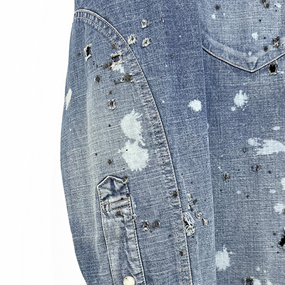 DAIRIKU [ Damage Denim Western Over Shirt ] Indigo