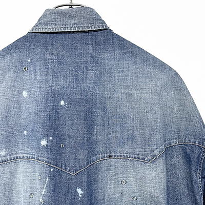 DAIRIKU [ Damage Denim Western Over Shirt ] Indigo