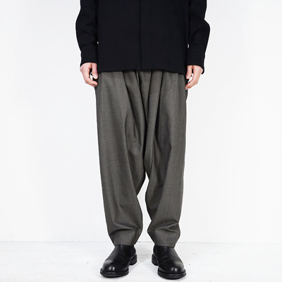 YANTOR [ Chambray Wool 6tuck Pants ] GREIGE