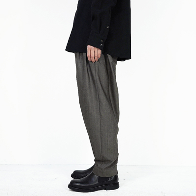 YANTOR [ Chambray Wool 6tuck Pants ] GREIGE