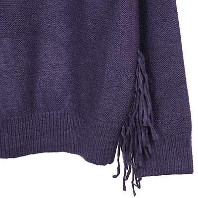 UNUSED [ US2206 (5G fringe crewneck sweater) ] PURPLE