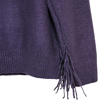 UNUSED [ US2206 (5G fringe crewneck sweater) ] PURPLE