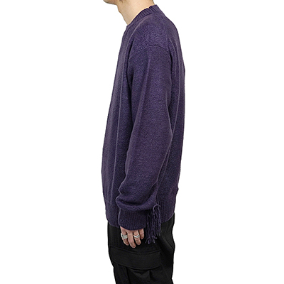 UNUSED [ US2206 (5G fringe crewneck sweater) ] PURPLE