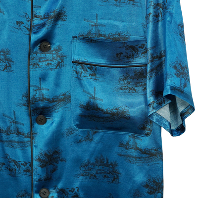 MATSUFUJI [ "DAYDREAM" Printed Short-Sleeve Shirt ] BLUE