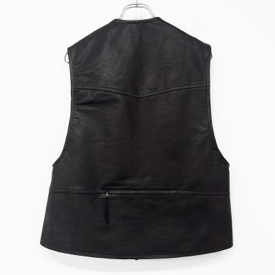 MATSUFUJI [ Cow Leather Member's Vest ] BLACK