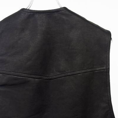 MATSUFUJI [ Cow Leather Member's Vest ] BLACK