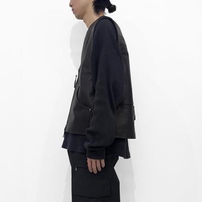 MATSUFUJI [ Cow Leather Member's Vest ] BLACK