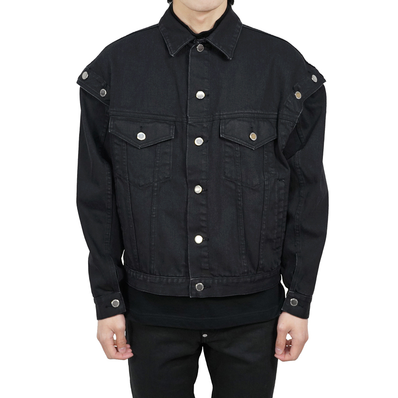 JOHN LAWRENCE SULLIVAN [ SHOULDER BUTTON JEAN JACKET ] BLACK