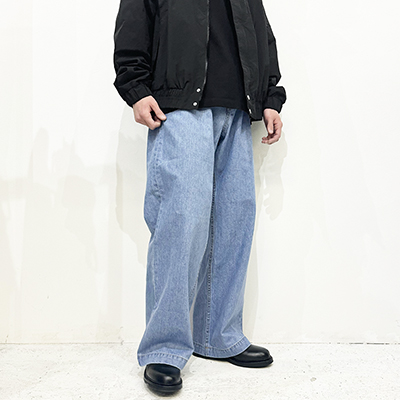 MATSUFUJI [ Wide Bleach Denim Trousers ] BLUE