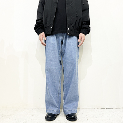 MATSUFUJI [ Wide Bleach Denim Trousers ] BLUE