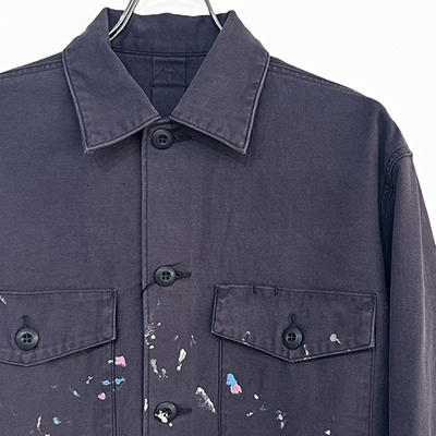 URU [ COTTON BACKSATIN MILITARY L/S SHIRTS ] NAVY