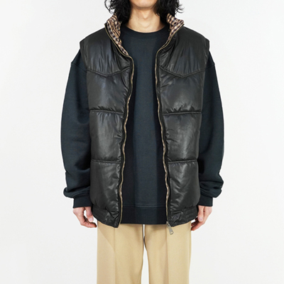 DAIRIKU [ Reversible Check Nylon Vest ] Black