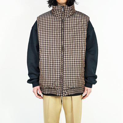 DAIRIKU [ Reversible Check Nylon Vest ] Black