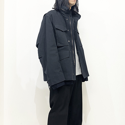 URU [ COTTON LINEN CANVAS M-65 JACKET ] D.NAVY