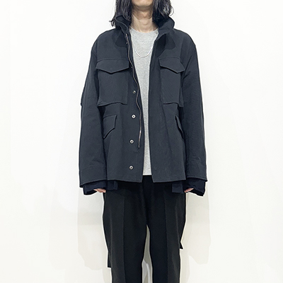 URU [ COTTON LINEN CANVAS M-65 JACKET ] D.NAVY