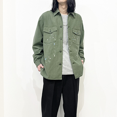 URU [ COTTON BACKSATIN MILITARY L/S SHIRTS ] KHAKI