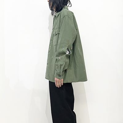 URU [ COTTON BACKSATIN MILITARY L/S SHIRTS ] KHAKI